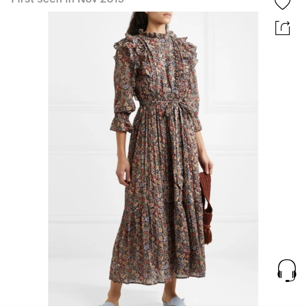 Doen Wildberry Thicket Printed Ruffle Cotton Maxi dress